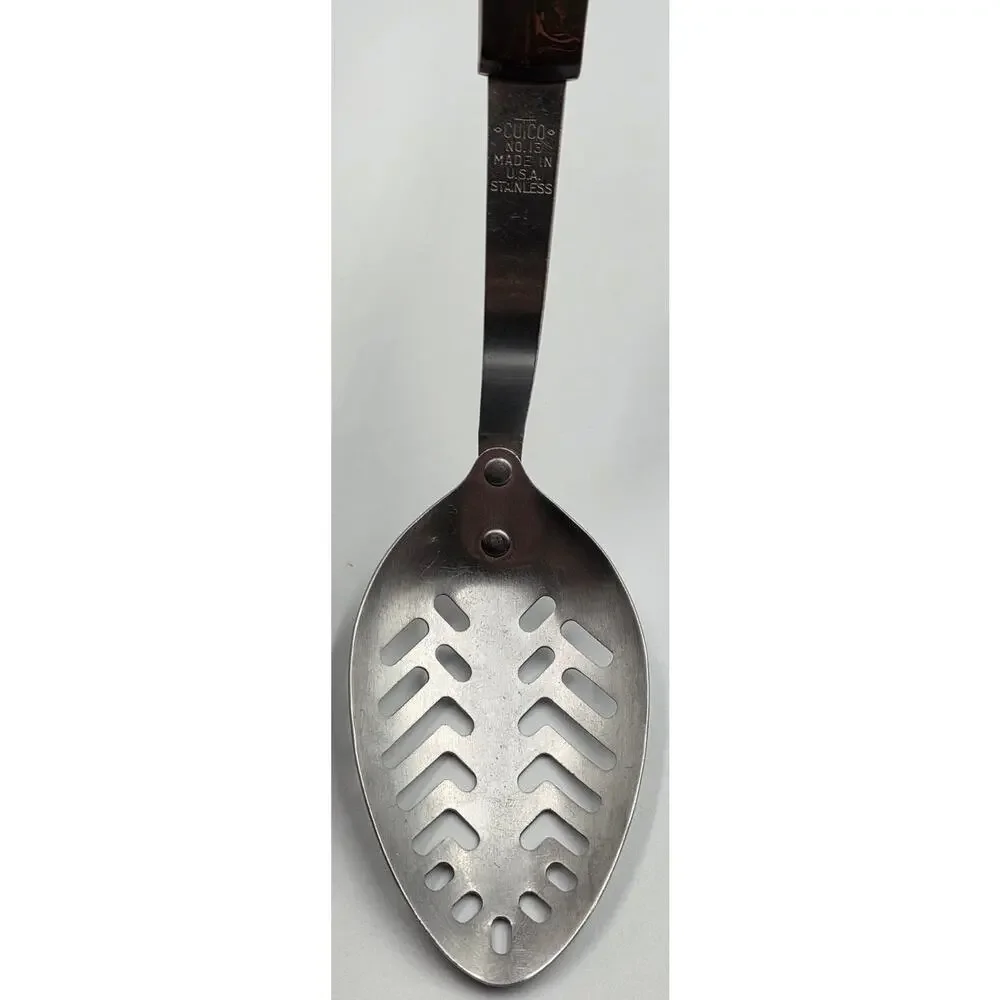 CUTCO Serving Utensil Set 3 Pc Slotted Spoon Basting Serving Masher Brown Swirl